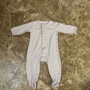 Magnetic Me Pink and White Patterned Footie